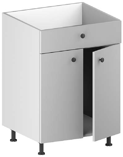 VANITY SINK BASE CABINET. 1 dummy drawer, 2 doors, 4 legs